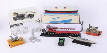 A collection, Dinky Toys fighter 735 boxed, Dinky Super Toys, Ship 'France', 870 boxed, Corgi