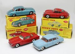 Dinky Toys, four models, Daimler, 146 boxed, Porsche, 182 boxed, Alfa Romeo, 185 boxed, Opel