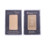 Gold, a 50g bar of fine gold, 999.9, cased by Heuer, guarantee date 9th January 2018.