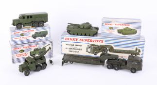 Dinky Super Toys, four models, Recovery Tractor, 661 boxed, Centurion Tank, 651 boxed, Tractor,