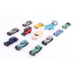 Collection of loose diecast models including Dinky Toys Thunderbird 2, Sunbeam-Talbot, Daimler