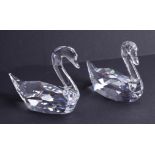 Swarovski Crystal Glass, 'Swans Flirting', boxed.