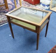 An Edwardian mahogany and crossbanded table vitrine, height 53cm.