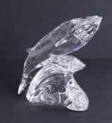Swarovski Crystal Glass, Annual Edition 1992 'Care for me' The Whales, boxed.