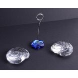 Swarovski Crystal Glass, two 2007 renewal gift Top Shell and note holder blue flower (3), boxed.