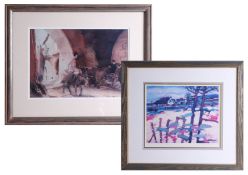 Francis Boag, limited edition print 'Summer, Windy edge' 129/280 together with a Russell Flint print