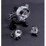 Swarovski Crystal Glass, Panda Mother and two baby Panda's (3), boxed.