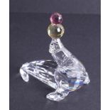 Swarovski Crystal Glass, 'Seal playing/juggling', boxed.