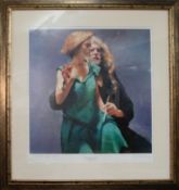 Robert Lenkiewicz (1941-2002), print, 'Bella with Painter', signed by Bella, limited edition 487/