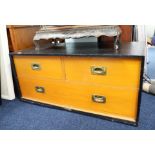 A military dockyard three drawer chest, width 91cm.