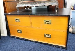 A military dockyard three drawer chest, width 91cm.