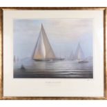 Tim Thompson, signed print, 'The Great Yachts', framed and glazed, overall sized 66cm x 76cm.