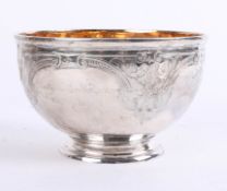 A Victorian silver sugar bowl, 'MH and Company' with chased decoration and personalised