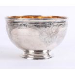 A Victorian silver sugar bowl, 'MH and Company' with chased decoration and personalised