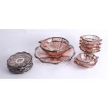 A Mirano fourteen piece glass and metal mounted dessert service.