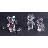 Swarovski Crystal Glass, kris bear with Skis, Kris bear You and I (2), boxed.