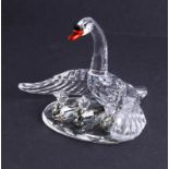 Swarovski Crystal Glass, 'Swan Family', boxed.