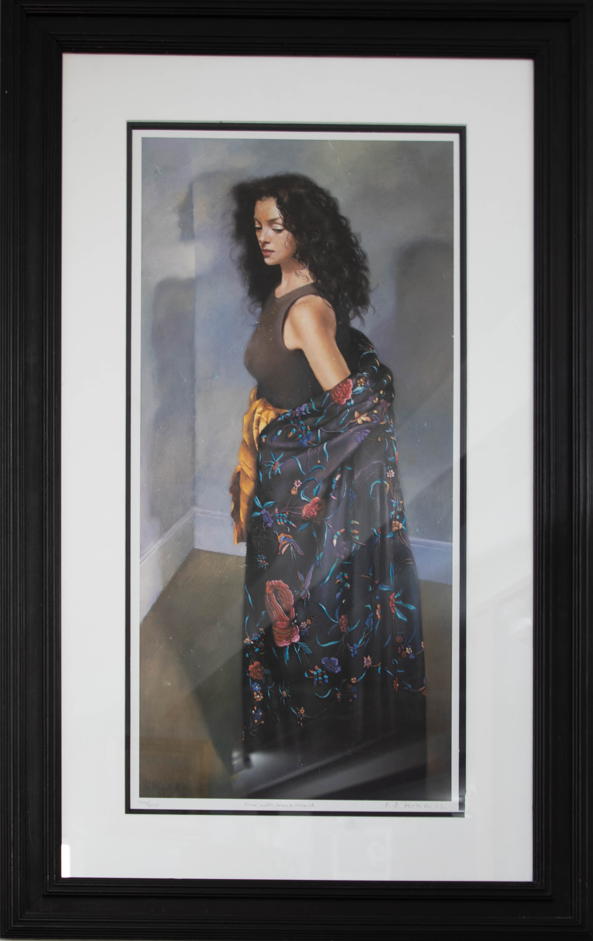 Robert Lenkiewicz (1941-2002), print, 'Anna with Black Shawl' signed limited edition 328/475, framed