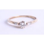 An 18ct yellow gold and diamond ring, approx. 0.45ct, estimated colour and clarity J/VS2, ring