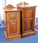 Two similar Edwardian bedside cupboards mahogany/walnut.