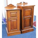 Two similar Edwardian bedside cupboards mahogany/walnut.