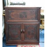 A 20th century Chinese rosewood Drinks Cabinet, height 102cm, width 92cm, depth 47cm.