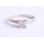 An 18ct white gold princess cut diamond, approx. 0.45ct, estimated colour and clarity G/SI1, ring