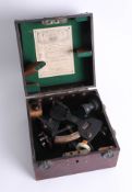 A marine sextant by Henry Hughes and Son, number 45619 with label, certificate 1945 Husun, cased,