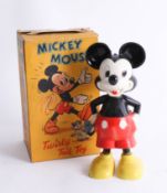 Mickey Mouse a celluloid toy Mickey Mouse Twirly Tail Toy, wind-up mechanism, with original box.