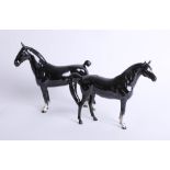 Beswick, two black horses, the tallest 20cm.