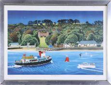 Liz Jones, limited edition print 'The Cremyll Ferry boaters' 120/500, 30cm x 45cm.