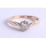 An 18ct gold diamond solitaire ring, approx. 0.55ct, estimated colour and clarity I/SI3, ring size