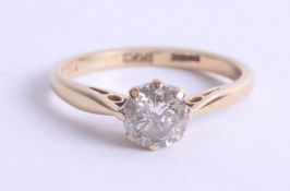 An 18ct gold diamond solitaire ring, approx. 0.55ct, estimated colour and clarity I/SI3, ring size