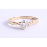 An 18ct yellow gold diamond solitaire ring, approx. 0.37ct, estimated colour and clarity H/SI2, ring