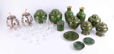 A collection of various Cloisonné ware, including ginger jars, vases, etc (13) with several carved