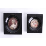 Two 20th century Continental miniature portraits, one signed, largest frame size 14cm x 12cm.