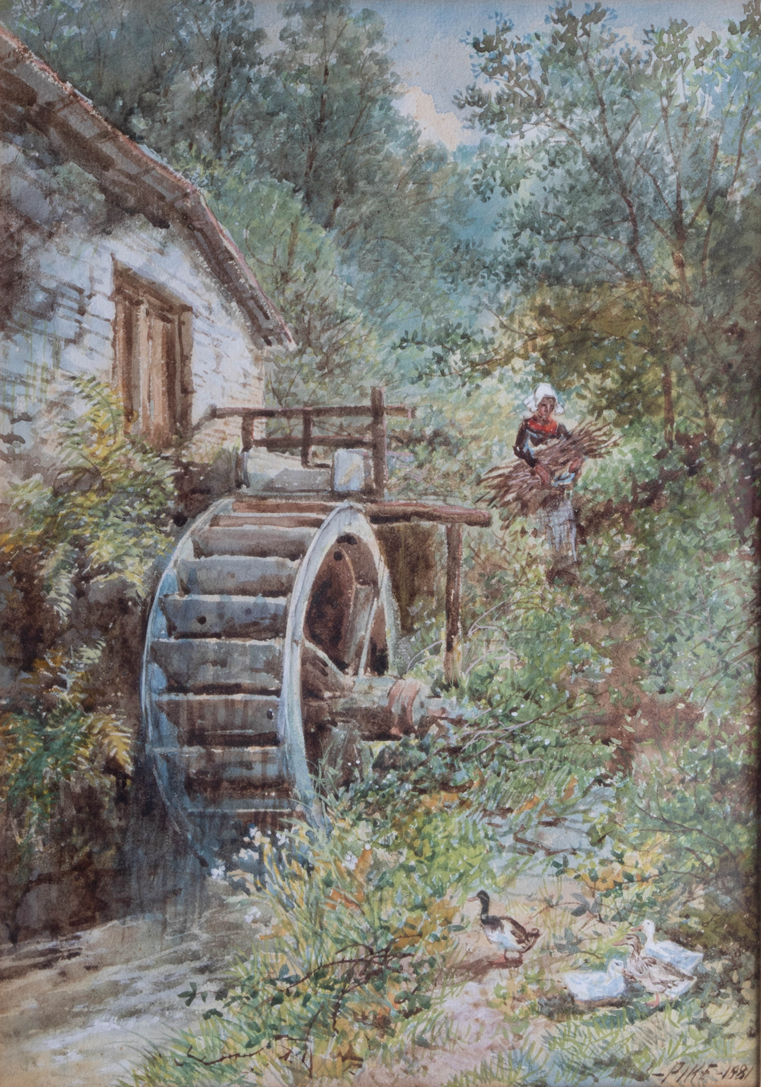 William Henry Pike (1846-1908), watercolour 'Hessenford Mill', signed, 34cm x 24cm. - Image 2 of 2