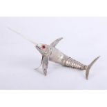 A modern Spanish novelty table decoration in the form of a sword fish, with a flexible articulated