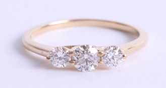 An 18ct white gold diamond three stone ring, approx. 0.50ct, estimated colour and clarity D/SI1,