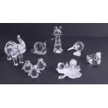 Swarovski Crystal Glass, Kiwi, Mini Blowfish, Snail babies on vine leaf, Snail, Cat, Penguin baby
