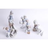 Six Lladro figures including Polar Bear.