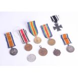 Nine various medals and medallions including Great War pair to Pte. T.S Hughes ASC, another Great