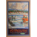 A British Railways GWR poster, Visit Historic Plymouth 'The Departure of The Mayflower in 1620'