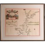 An antique coastal chart engraving of Falmouth by Captain Greenvile Collins 33cm x 42cm marked to