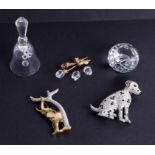 Swarovski Crystal Glass, small collection including Dalmation brooch, Crystal Memories roses (