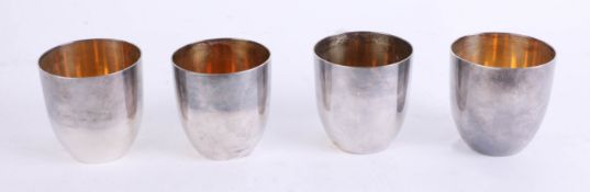 Asahi Shoten, foursterling silver beakers, marked 950, gilt lined, with inscriptions, 8.05 oz.