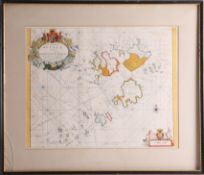 The Islands of Scilly antique sea chart, marked to His Grace Henry Duke of Grafton, Vice Admiral