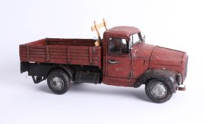 A tin model of an American open wagon truck, length 35cm.