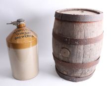 A stoneware flagon 'Plymouth and Torquay Breweries' with price Bristol seal together with a wooden