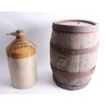 A stoneware flagon 'Plymouth and Torquay Breweries' with price Bristol seal together with a wooden